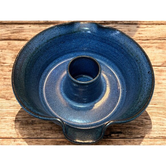 Cape Fear Art Pottery Carolina Chicken Roaster Cobalt Blue 9 1/2" - Picture 7 of 11